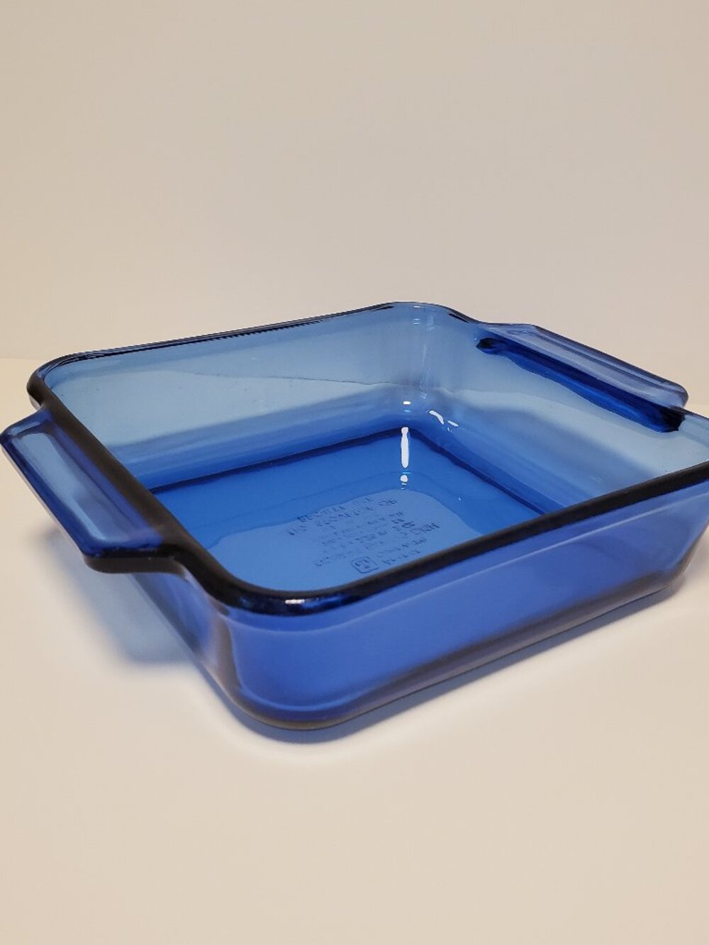 Vintage Anchor Hocking Cobalt Blue Glass Square Baking Dish - 8" x 8" - USA